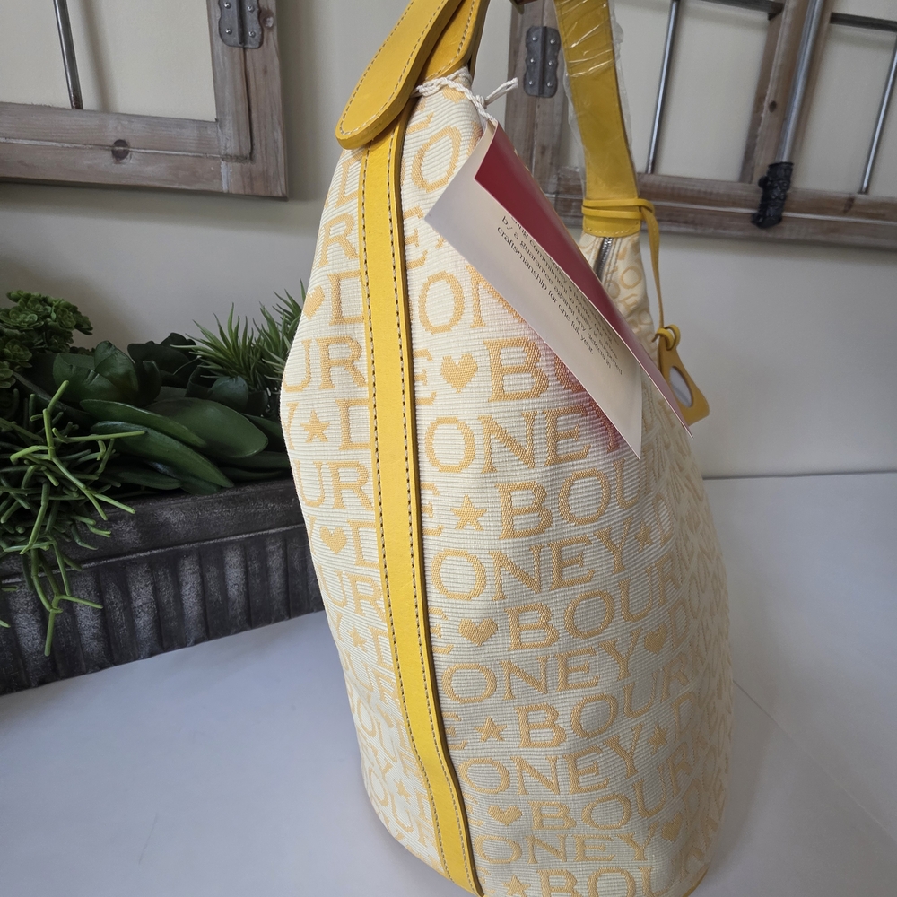 Dooney & Bourke Large Bucket Bag Sunflower Logo Canvas Leather Trim- New - Picture 8 of 16